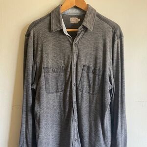 Faherty Button Up Shirt — Mens Large L — Heathered Gray Cotton Blend